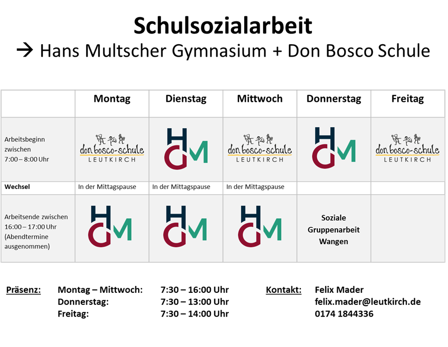 Schulsozialarbeit Zeiten